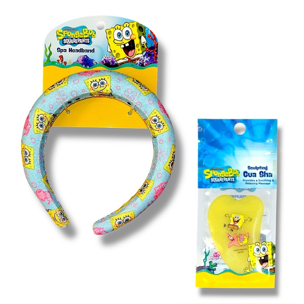 Limited Edition Blue SpongeBob Spa Headband & SpongeBob & Patrick Gua Sha Set